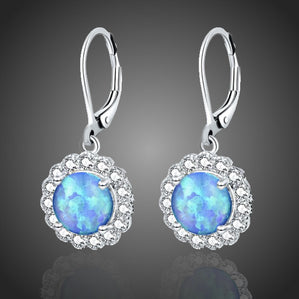 náušnice kvety visiace s modrým opálom