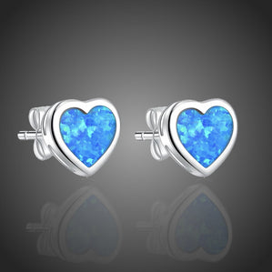 náušnice s. modrým opálom srdcia