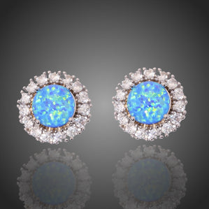 náušnice s modrým opálom okrúhle