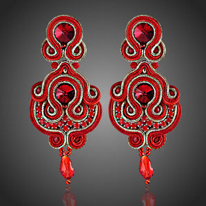 náušnice soutache červené dlhé
