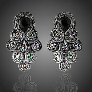 náušnice soutache čierne visiace