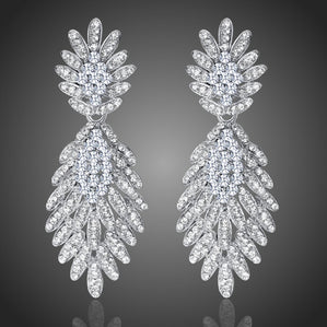 náušnice spoločenské svadobné lístky dlhé