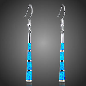 náušnice visiace dlhé s modrým opálom